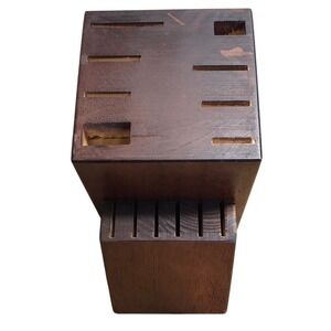 Cherry Wood Knife Block Holder 14 Slot Storage for Kitchen Knives Block Only